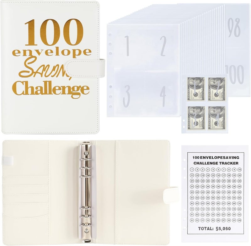 NICOOTH 100 Envelopes Money Saving Binder A5 Savings Challenge Book Easy and Fun Way to Save $5050 - Image 1